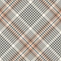 Glen plaid pattern vector in grey and beige. Seamless tartan background.