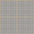 Glen plaid pixel check graphic in grey and gold. Seamless spring autumn tartan background vector for jacket, coat, skirt, blanket.