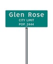 Glen Rose City Limit road sign