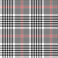 Tweed plaid pattern in black and red. Seamless herringbone glen checkered plaid graphic.