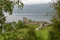 Urquart Castle on the banks of Loch Ness. Glen Urquhart, Inverness, Scotland, September 18, 2014. Royalty Free Stock Photo
