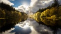 The Glencoe Lochan with a clear reflection in autumn