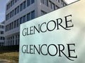 Glencore company sign at the headquarters in Zug, Switzerland