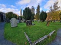 GLENDALOUGH Cemetery and Tower. Monastic site in Wicklow mountains,Ireland Royalty Free Stock Photo