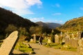 GLENDALOUGH, IRELAND - February 19 2018: Editorial photo of St. Kevin's monastic city at Glendalough famed for its rounds towers, Royalty Free Stock Photo