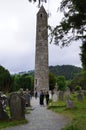 Glendalough, Ireland: the Round Tower in the monastic city Royalty Free Stock Photo