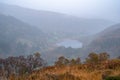 Glendalough Lower lake from the top of Glenealo valley, Wicklow way, County Wicklow, Ireland Royalty Free Stock Photo