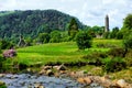 Glendalough monastic site with ancient round tower and church, Wicklow National Park, Ireland Royalty Free Stock Photo