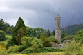 Glendalough, Monastic Tower , 6th century Old Tower, Wicklow Mountains, Ireland Royalty Free Stock Photo