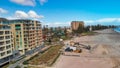 GLENELG, AUSTRALIA - SEPTEMBER 14, 2018: Aerial view of buildings along the coast