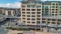 GLENELG, AUSTRALIA - SEPTEMBER 14, 2018: Aerial view of buildings along the coast