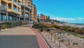 GLENELG, AUSTRALIA - SEPTEMBER 14, 2018: Aerial view of buildings along the coast