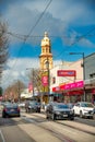 GLENELG, AUSTRALIA - SEPTEMBER 15, 2018: Streets of Glenelg on a sunny day. It is famous for its sophisticated historic buildings