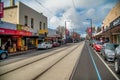 GLENELG, AUSTRALIA - SEPTEMBER 15, 2018: Streets of Glenelg on a sunny day. It is famous for its sophisticated historic buildings