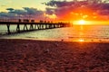 Glenelg beach at sunset, South Australia Royalty Free Stock Photo