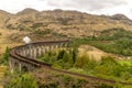 Glenfinnan Railway Viaduct Scotland Harry Potter steam train Royalty Free Stock Photo