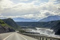 Glenn Highway Alaska, driving east past Matanuska River, Alaska