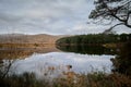 Glenveagh National Park, Co. Donegal. view of lake between mountains. Mountain scene with cloudy sky