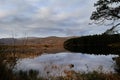 Glenveagh National Park, Co. Donegal. view of lake between mountains. Mountain scene with cloudy sky