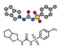 Gliclazide diabetes drug molecule. Sulfonylurea class anti-diabetic agent