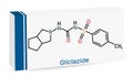 Gliclazide molecule. It is sulfonylurea compound with hypoglycemic activity, used for treatment of non-insulin-dependent diabetes