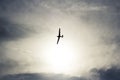 Glider flying upon the lake Royalty Free Stock Photo