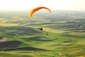 Glider flying over rolling hills of Palouse ,Washington state