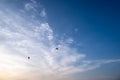 A glider is flying in the sky