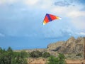 A Hang-Glider Approaches Landing Near Cerrillos, New Mexico, USA Royalty Free Stock Photo