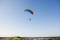 Glider pilot flying on glider. Skydiving flying. Parachute extreme sport