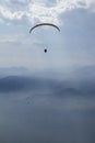 Gliders flying over the lake and the mountains