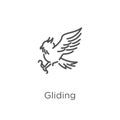 gliding icon vector from owl collection. Thin line gliding outline icon vector illustration. Outline, thin line gliding icon for