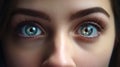 Glimmering Beauty: A Close-up Photo of Shining Female Eyes