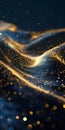 Glimmering Golden Swirl Against a Starry Night. Generative ai