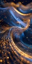 Glimmering Golden Swirl Against a Starry Night. Generative ai