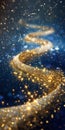 Glimmering Golden Swirl Against a Starry Night. Generative ai