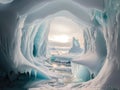 Glimmering Majesty: An Enchanting Ice Cave Bathed in Ethereal Li