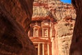 A glimp of the Treasury seen from the siq at Petra the ancient C Royalty Free Stock Photo