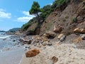 Glimpse of the beach of Lacona, Elba Island, with stones and rocks