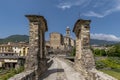 A glimpse of Bobbio, Italy, framed by the ancient hunchback bridge