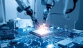 Advanced Robotic Manufacturing of a Microchip Royalty Free Stock Photo