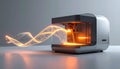 High-Tech 3D Printer Transforming Luminous Data Royalty Free Stock Photo
