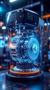 Futuristic Engine Core with Glowing Blue Gears Royalty Free Stock Photo