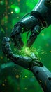 Robotic Hands Creating Green Energy Royalty Free Stock Photo