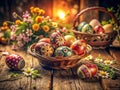 A Glimpse into German Easter Traditions Vintage Photograph Captures Shared Joy and the Timeless Celebration of Springs Royalty Free Stock Photo
