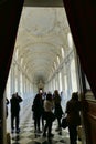 Glimpse of Great Gallery of historic Royal Savoy Palace at Venaria Reale Turin Italy