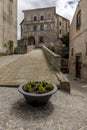 A glimpse of the historic center of Capodimonte, Viterbo, Italy, with the ancient fortress in the background