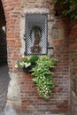 A Glimpse into History: Celebrating 650 Years of Zons Rhein City Festival with the Iconic Marienstatue and Lush Greenery . Statue Royalty Free Stock Photo