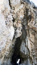 Detail of a large crack in a rock spur.