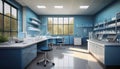 Modern Veterinary Clinic Interior, Clean Lines and Neutral Tones Illuminating a HighTech Animal Care Facility, Showcasing Advanced Royalty Free Stock Photo